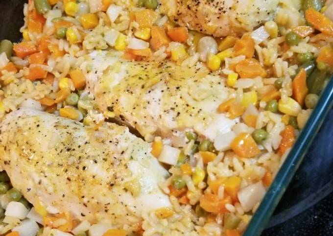 Simple Way to Prepare Perfect Chicken &amp; Rice Dinner Bake