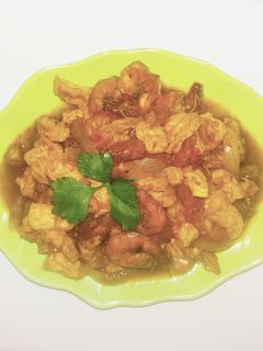 Foto resep Udang + Tahu saus Padang