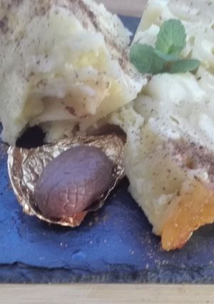 Una foto de Postre de macarrones. Receta fácil