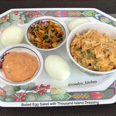 A picture of Boiled Egg Salad with Thousand Island Dressing.