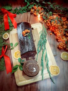 صورة لوصفة كيك سويسرول (جذع الشجرة) bûche de noël