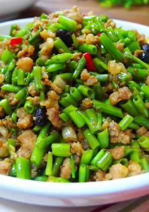 空心菜梗炒肉末 的食譜成品照片