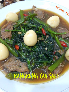 Foto resep Kangkung Cah Sapi Telur Puyuh