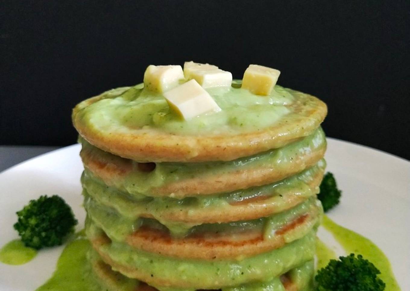 Oat Pancake With Broccoli Cheese Sauce