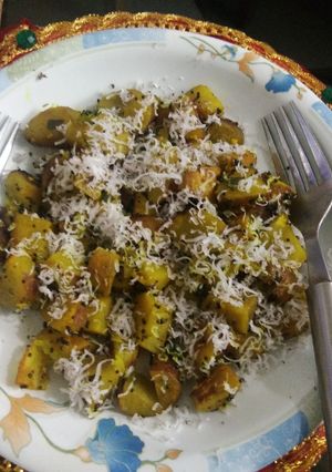A picture of Cheesey Sweet Potato Cubes.