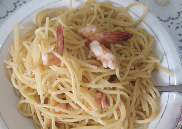 Resep Spaghetti aglio no olio #clearskindiet, Lezat Sekali