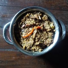 A picture of Banana flower curry.
