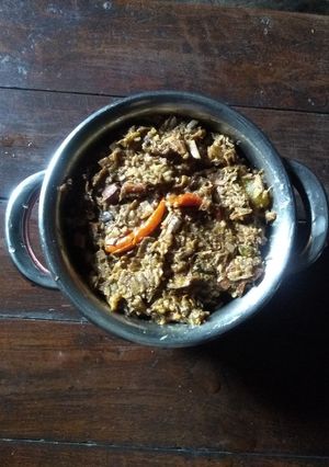 A picture of Banana flower curry.