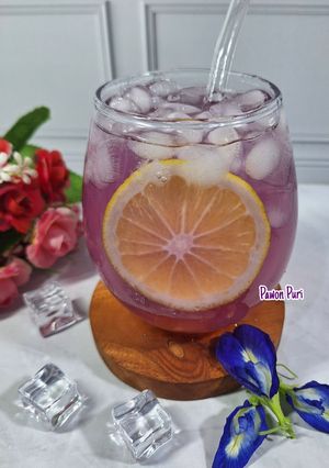 Foto resep Es Bunga Telang Lemon Madu