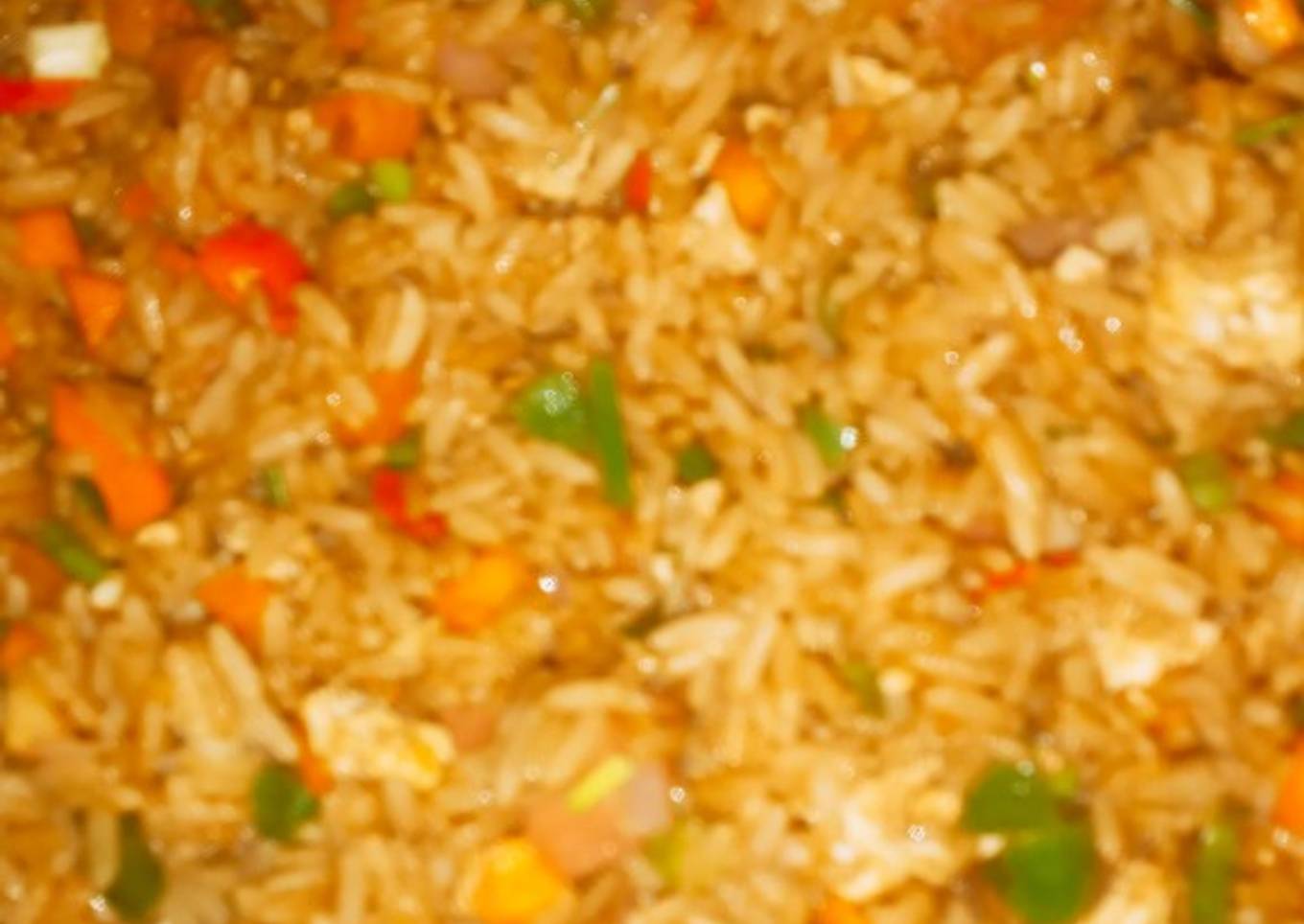 Vegetable stir fried rice with sausages