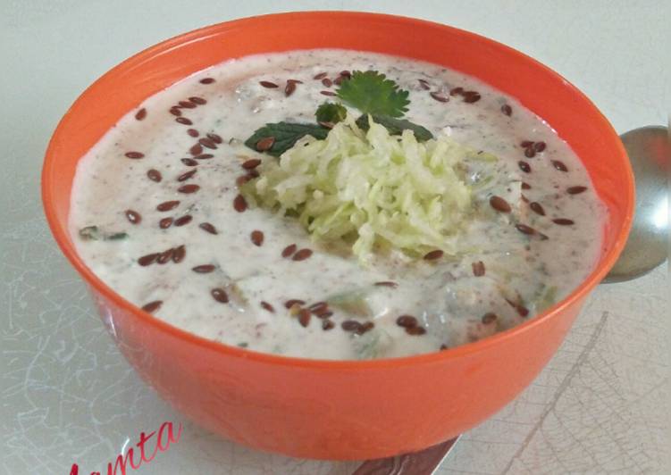 Bottle gourd Rayta (using oats and flax seeds)