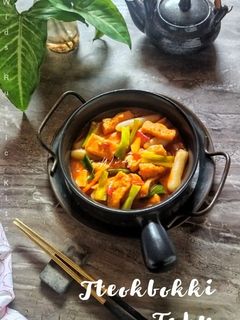 Foto resep Tteokbokki Tahu dengan Kue Beras Homemade
