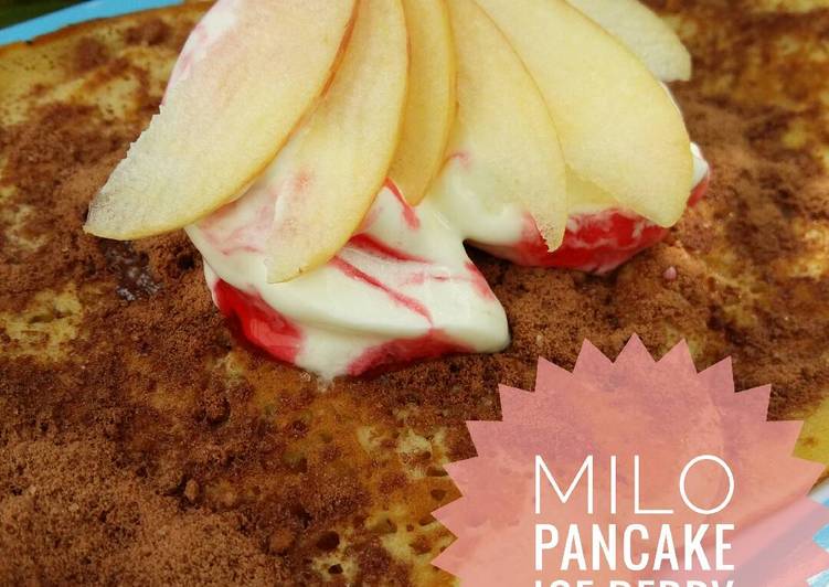 Cara Membuat Milo Pancake Ice Berry🍓, Sempurna