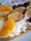 Tarta fresca 🍌🍇🍊de crema y nuez