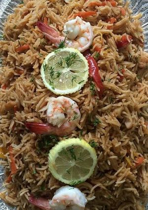 صورة لوصفة ارز بسمتي بفواكه البحر