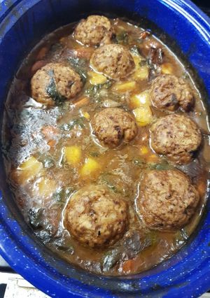 A picture of My Beef Stew with beef Dumplings.