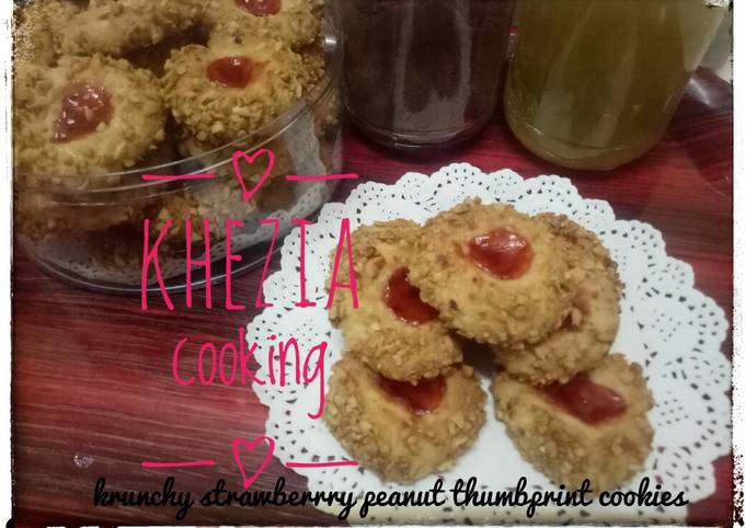 62,crunchy strawberry peanut thumbprint cookies