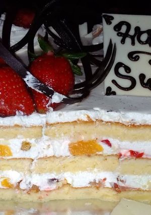 Foto resep Tart ulang tahun krim buah praktis