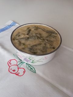 Zöldbab főzelék egyszerűen recept fotója