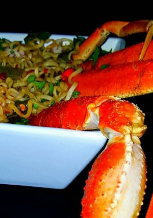 A picture of Mike's Spicy Crab Noodle Soup.