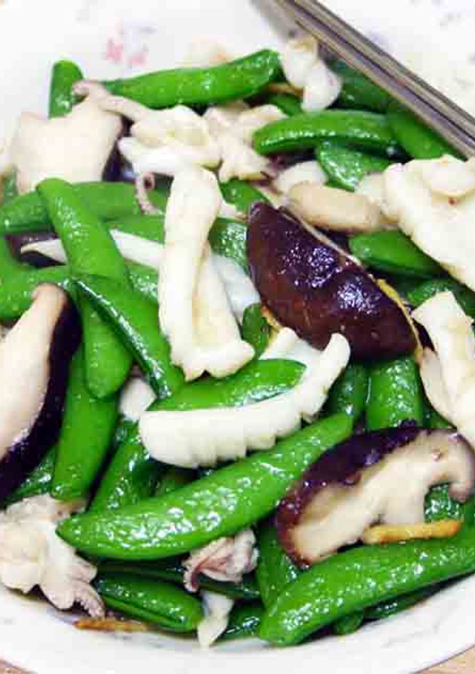 【厚生廚房】甜豆香菇炒花枝 的食譜成品照片