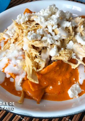 A picture of Chilaquiles in Chipotle Cream Sauce.