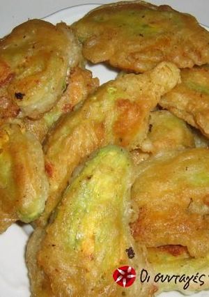 A picture of Stuffed zucchini flowers from Lesvos.