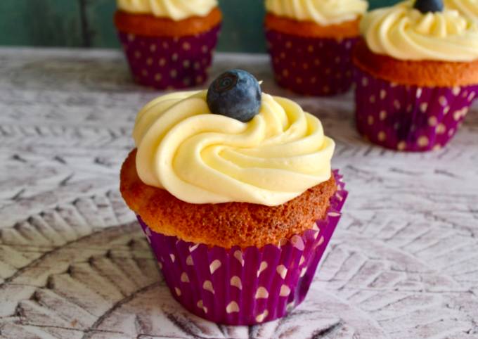 blueberry cupcakes with lemon frosting recipe main photo