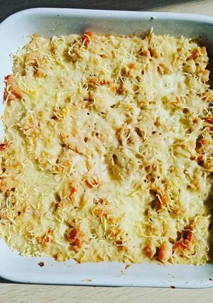 Une photo de Gratin de choux fleur et poulet, Béchamel allégée