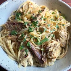 A picture of Canned Mackerel & Spaghetti Aglio Olio e Peperoncino.