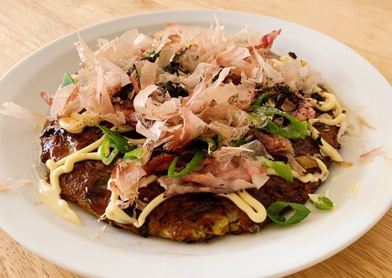 Okonomiyaki (Fuyunghai telur ala Jepang) kolab dgn biang sourdough & oncom crumbs #Telur3in1