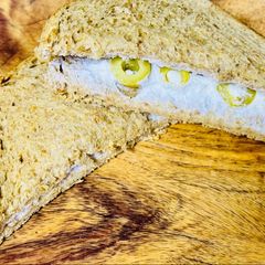 A picture of Labneh and Olive Sandwich.