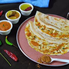 A picture of Papad masala stuffed moong dal chilla.