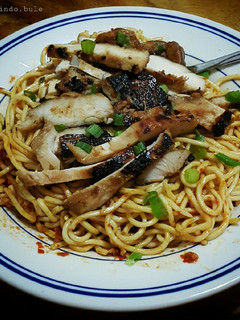 A picture of Spicy Garlic Noodle and Grilled Chicken.