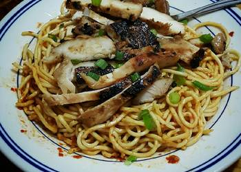 Fresh, Making Recipe Spicy Garlic Noodle and Grilled Chicken Savory Delicious Fresh, Making Recipe Spicy Garlic Noodle and Grilled Chicken Savory Delicious