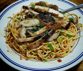 New Recipe Spicy Garlic Noodle and Grilled Chicken Delicious