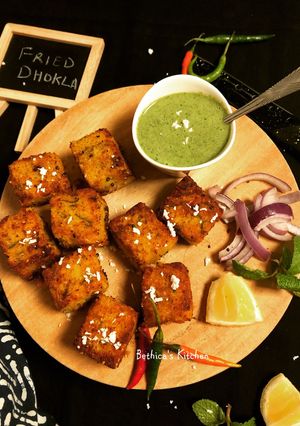 A picture of Fried Dhokla.