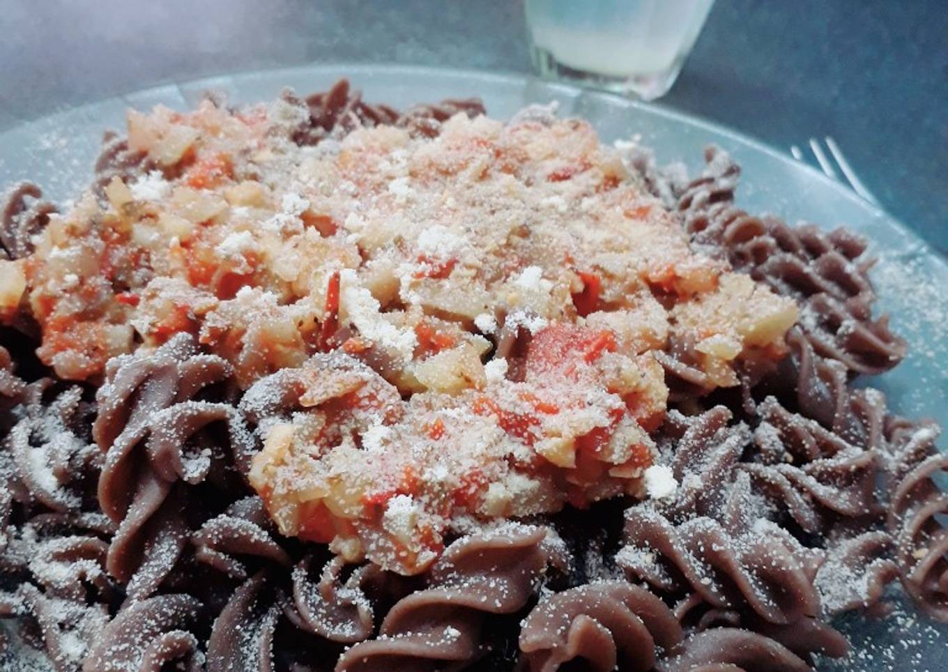 Pasta integral+salsa casera!