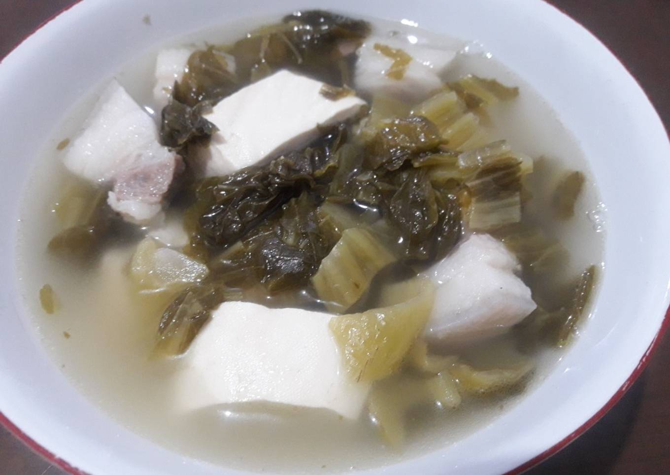 Tahu kuah sayur asin