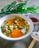 Nui nấu thịt bằm tàu hủ non