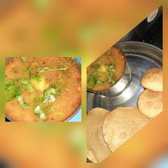 Curried potatoes in with tomato (Aloo tamatar ki sabji) A picture of Curried potatoes in with tomato (Aloo tamatar ki sabji).
