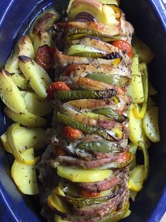 Zöldséggel sült karaj recept fotója