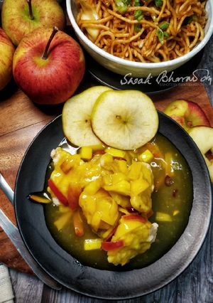ক্রিসপি চিকেন ফ্লেক্স ইন আপেল কাস্টার্ড সস (Crispy Chicken Flake in apple custard sauce recipe in Be রেসিপির প্রধান ছবি
