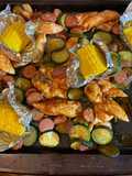 Sheet pan barbecue chicken and sausage