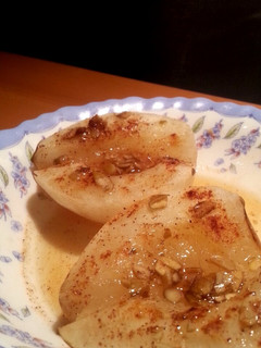 A picture of Microwave poached pears.
