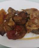 Pollo a la naranja con sobras de patatas