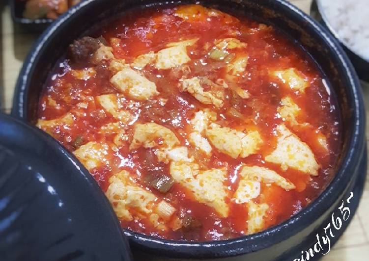 Resep Sundubu Jjigae 순두부 찌개 (Spicy Soft Tofu Stew), Enak Banget
