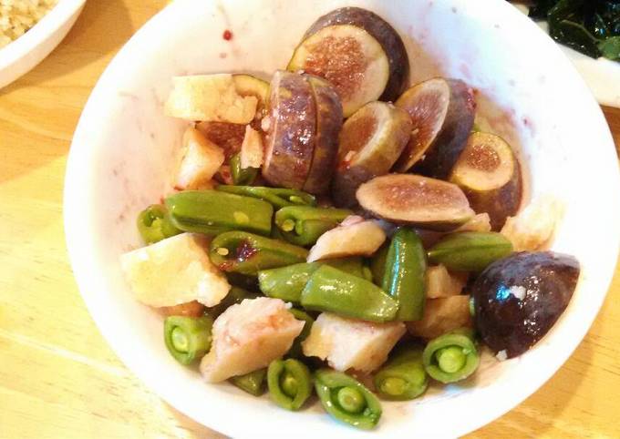 Fig, sugar snap and parmesan salad