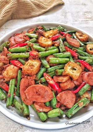 Foto resep Tumis kacang panjang terasi - tabur cakwe, ala Shelly