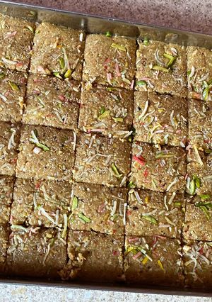 A picture of Gurpapdi with mixed nut butter.